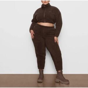 NWT Skims Espresso Teddy Elastic Waist Sherpa Joggers Women's Size 2X